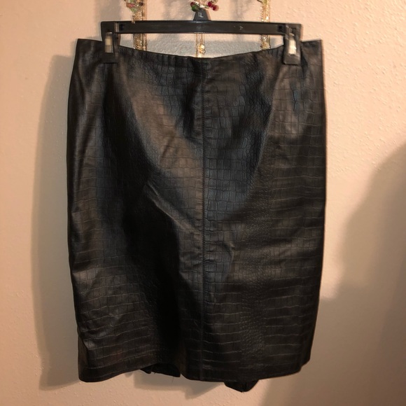 Laundry by Shelli Segal Black Leather Pencil Skirt, Sz 10 - Picture 1 of 3